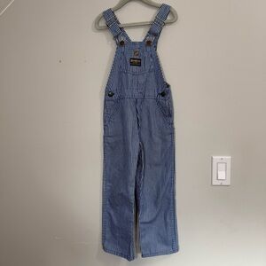 Vintage Oshkosh B'Gosh Vestbak Blue White Railroad Stripe Overalls